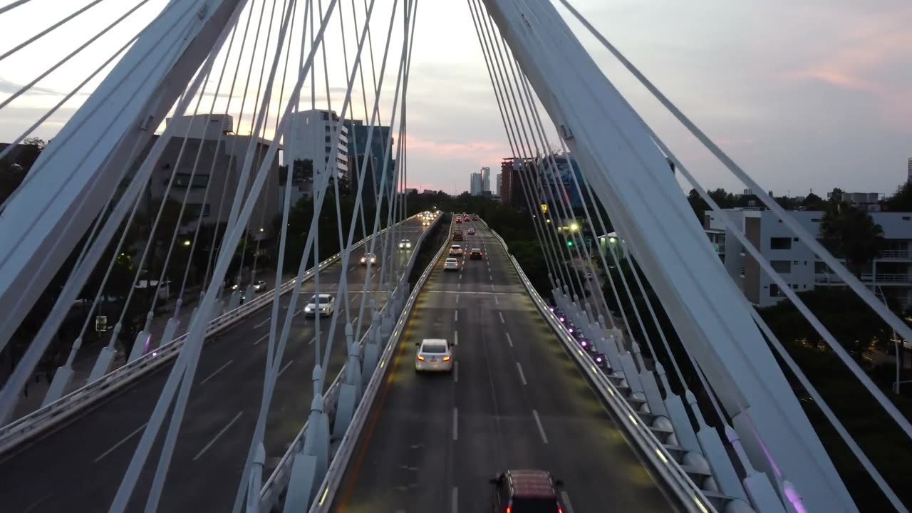 Highway lanes at dusk
